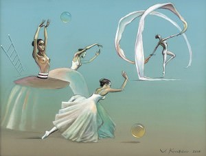 Las Meninas bailarinas II. Óleo sobre lienzo, 38 x 46 cm. 2008